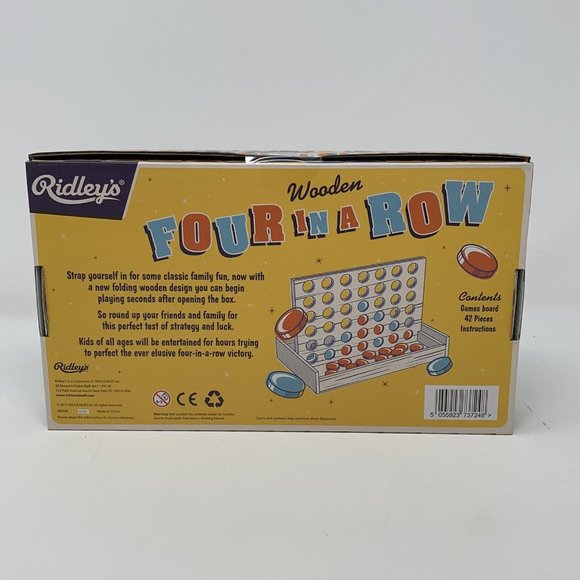 Four in a Row Wooden Checkers Game Fun Family Game Night Ridley's Retro - Picture 2 of 4